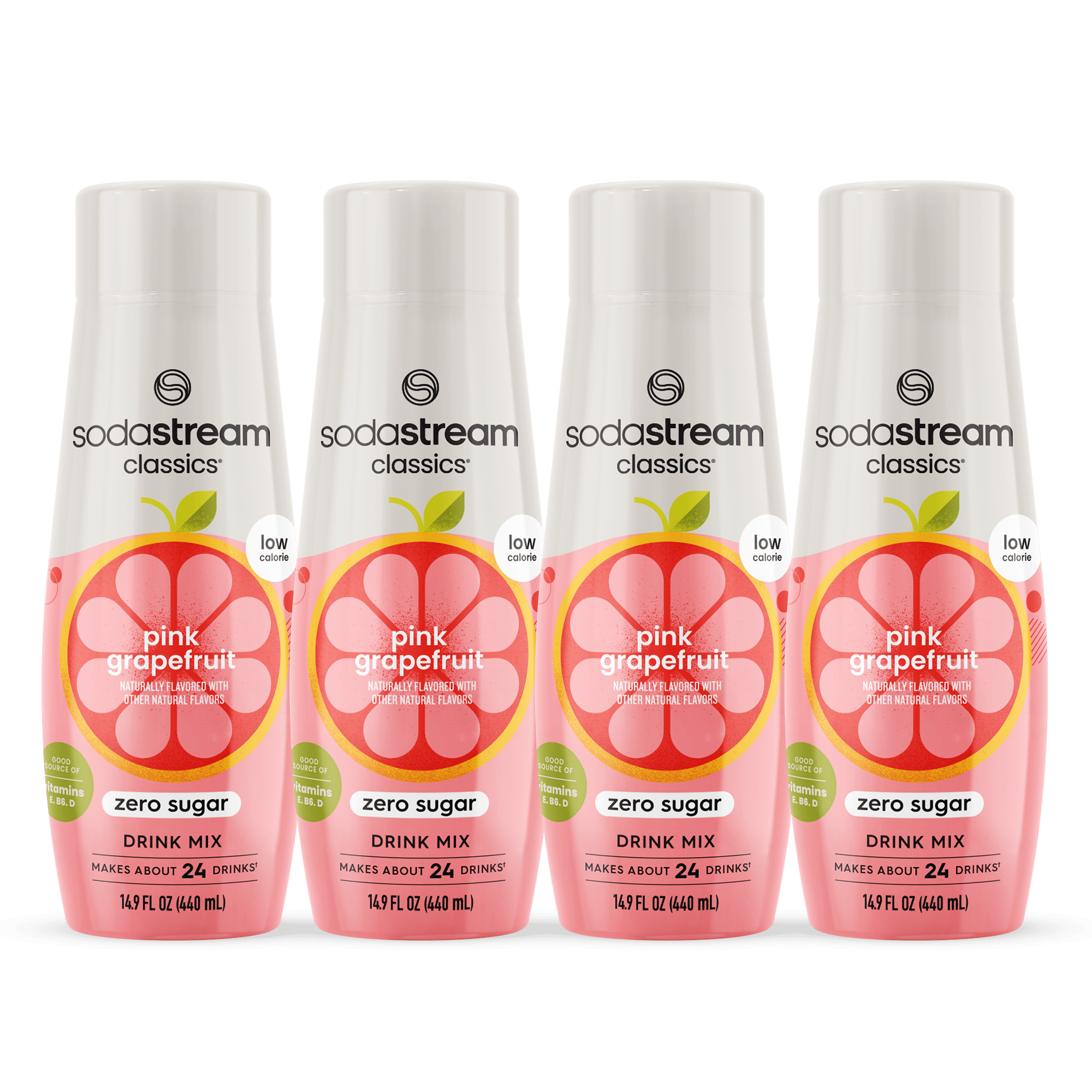Sodastream Classics Pink Grapefruit Zero Sugar Drink Mix 4 Pack 440ml